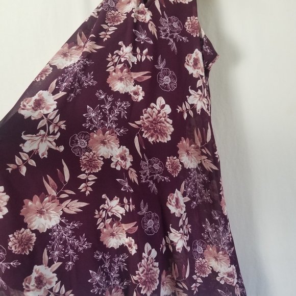 Miami Keyhole neckline  maroon floral sleeveless dress size XS (155) - Picture 5 of 7